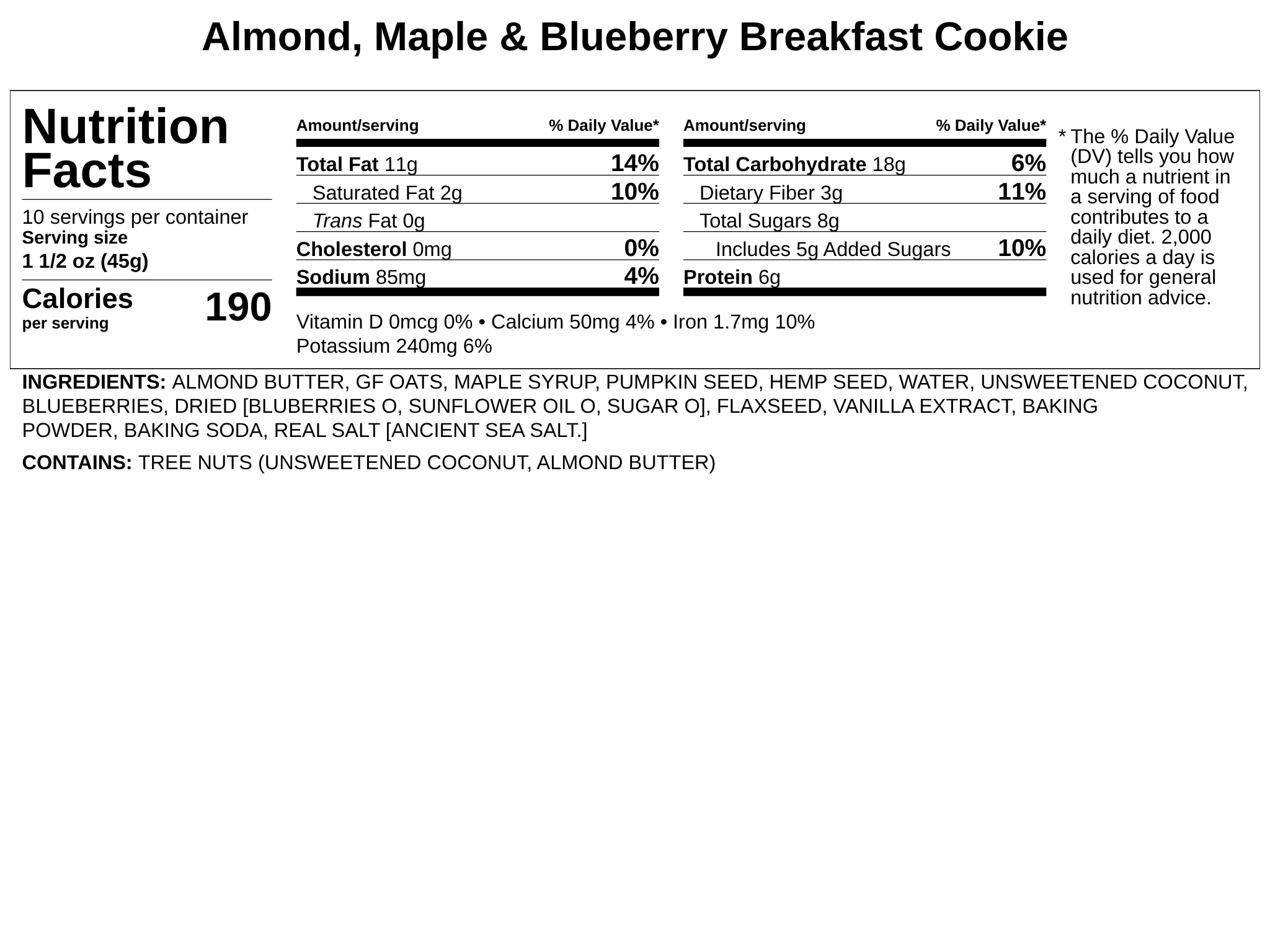 Frozen - Cookie Dough - Almond, Maple, & Blueberry Breakfast Cookie