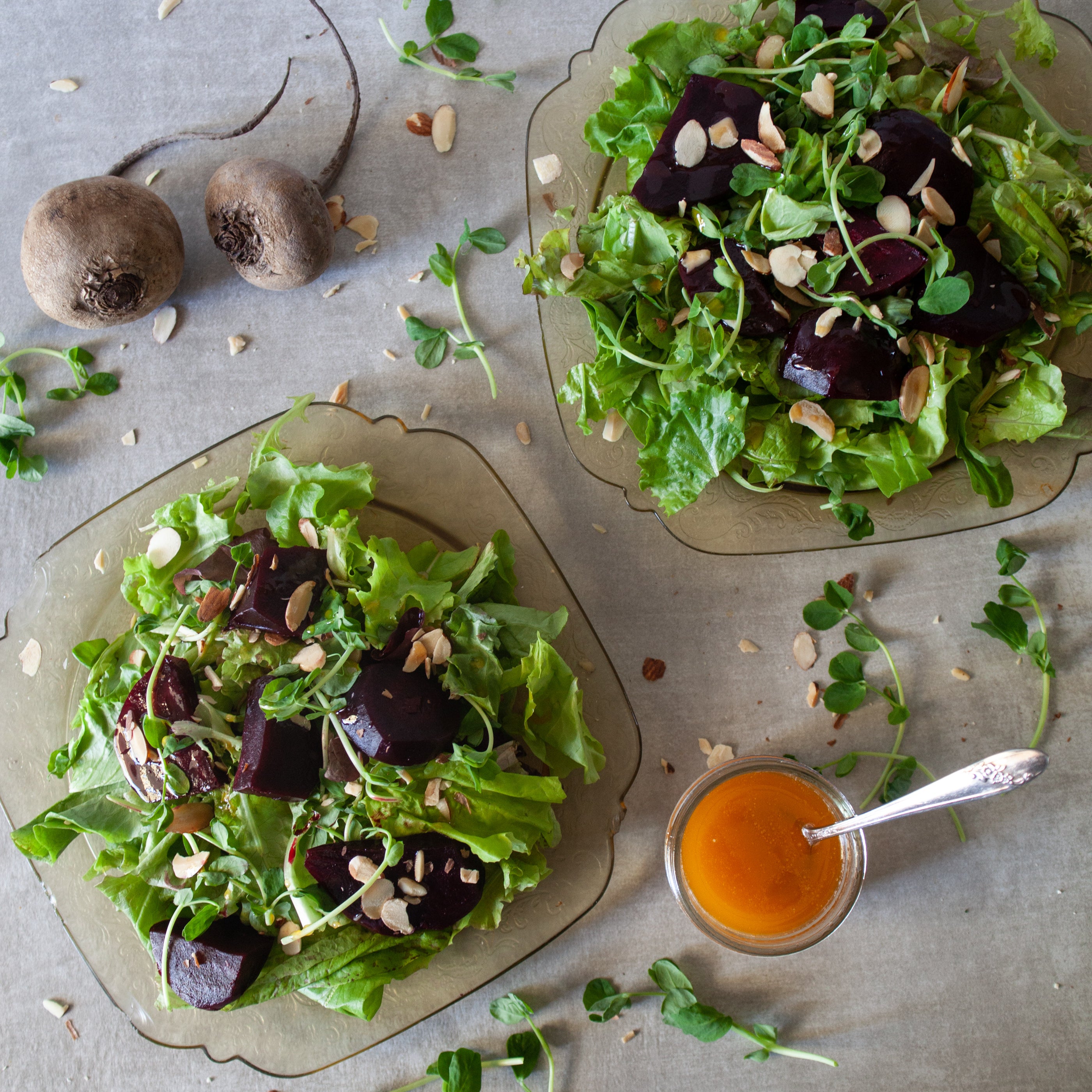 Green Salad w/Pickled Beets, Apple, Red Onion, Cranberries, Toasted Pecans & Orange-Champagne Dressing