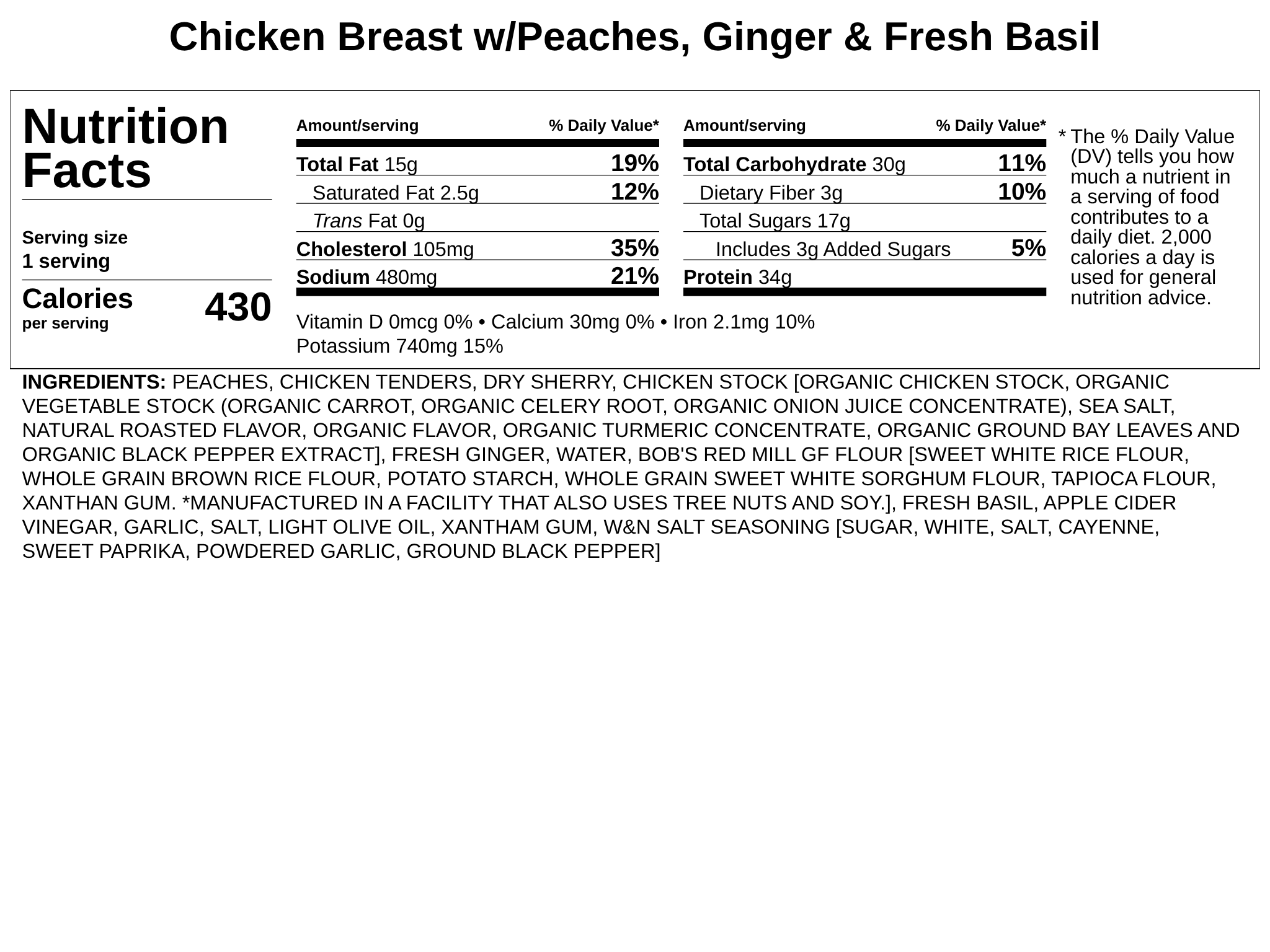 Chicken Scallopini w/Peaches, Ginger & Fresh Basil