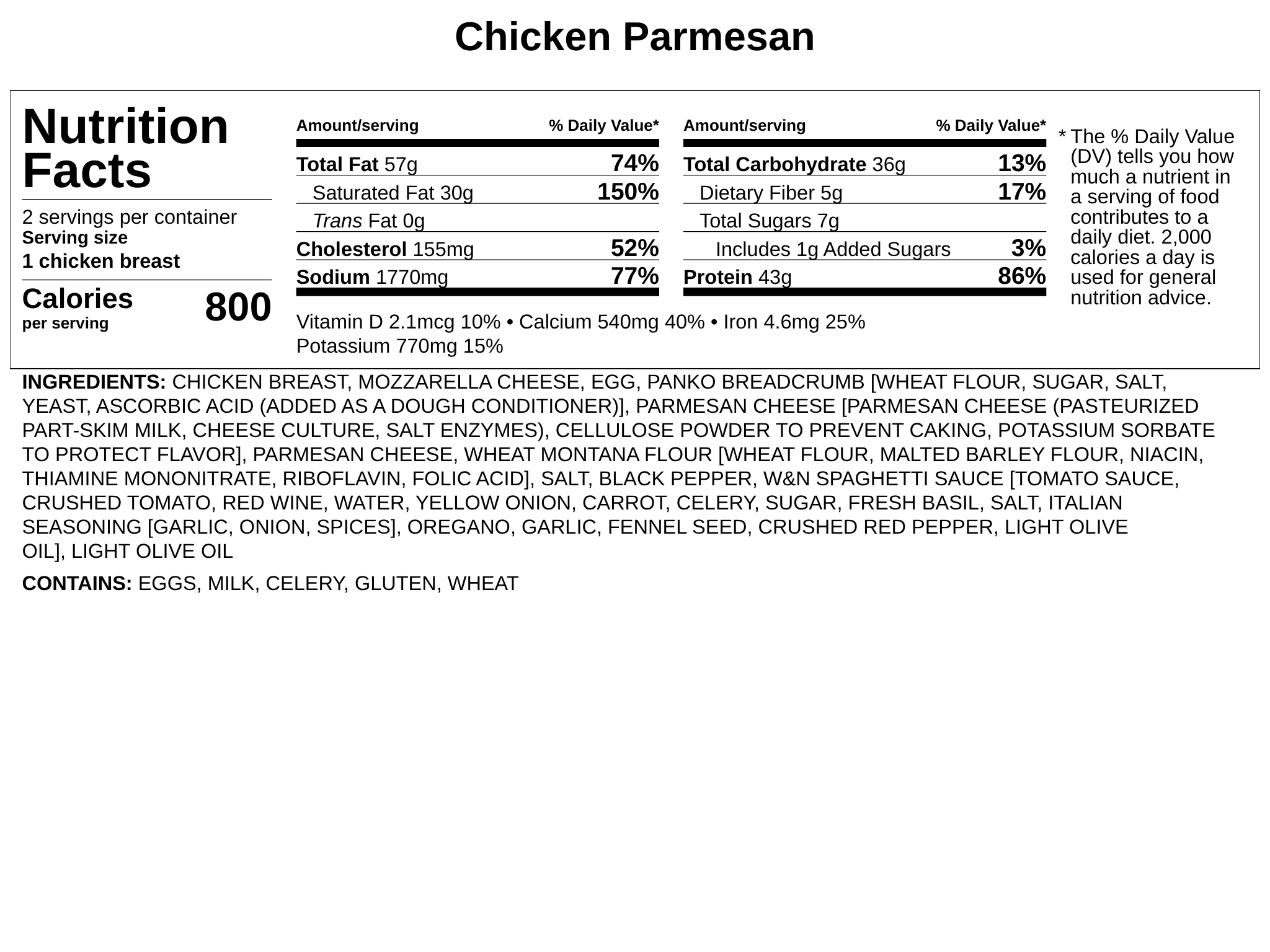 Frozen - Chicken Parmesan with Marinara Sauce