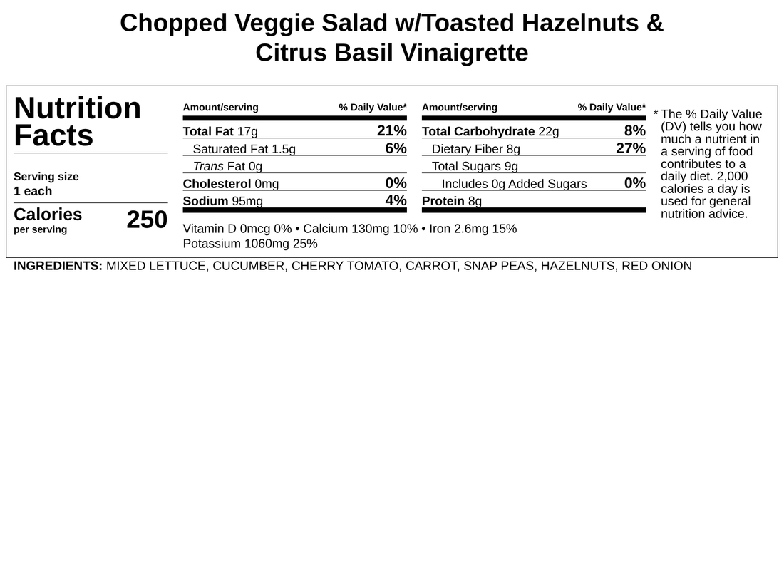 Chopped Veggie Salad w/Toasted Hazelnuts & Citrus Basil Vinaigrette