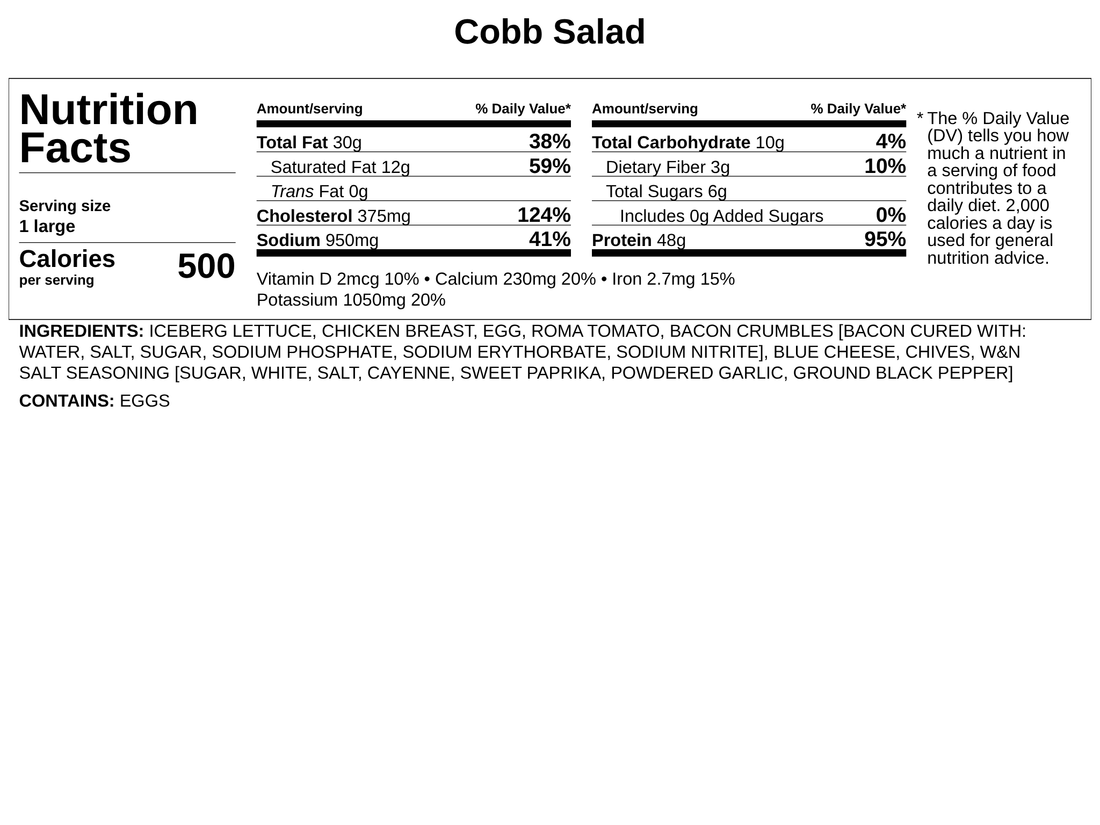 Cobb Salad w/Chicken Breast, Egg & Blue Cheese