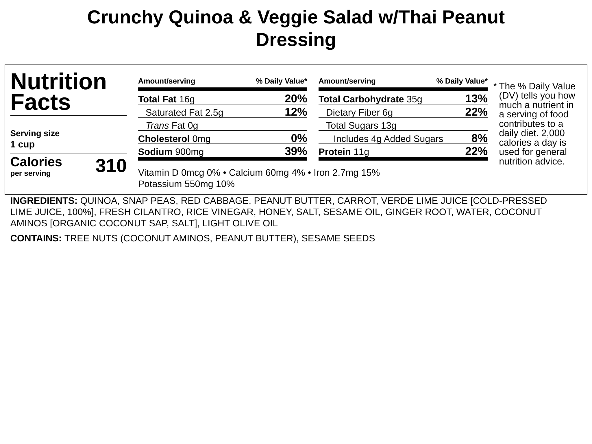 Crunchy Quinoa & Veggie Salad w/Thai Peanut Dressing