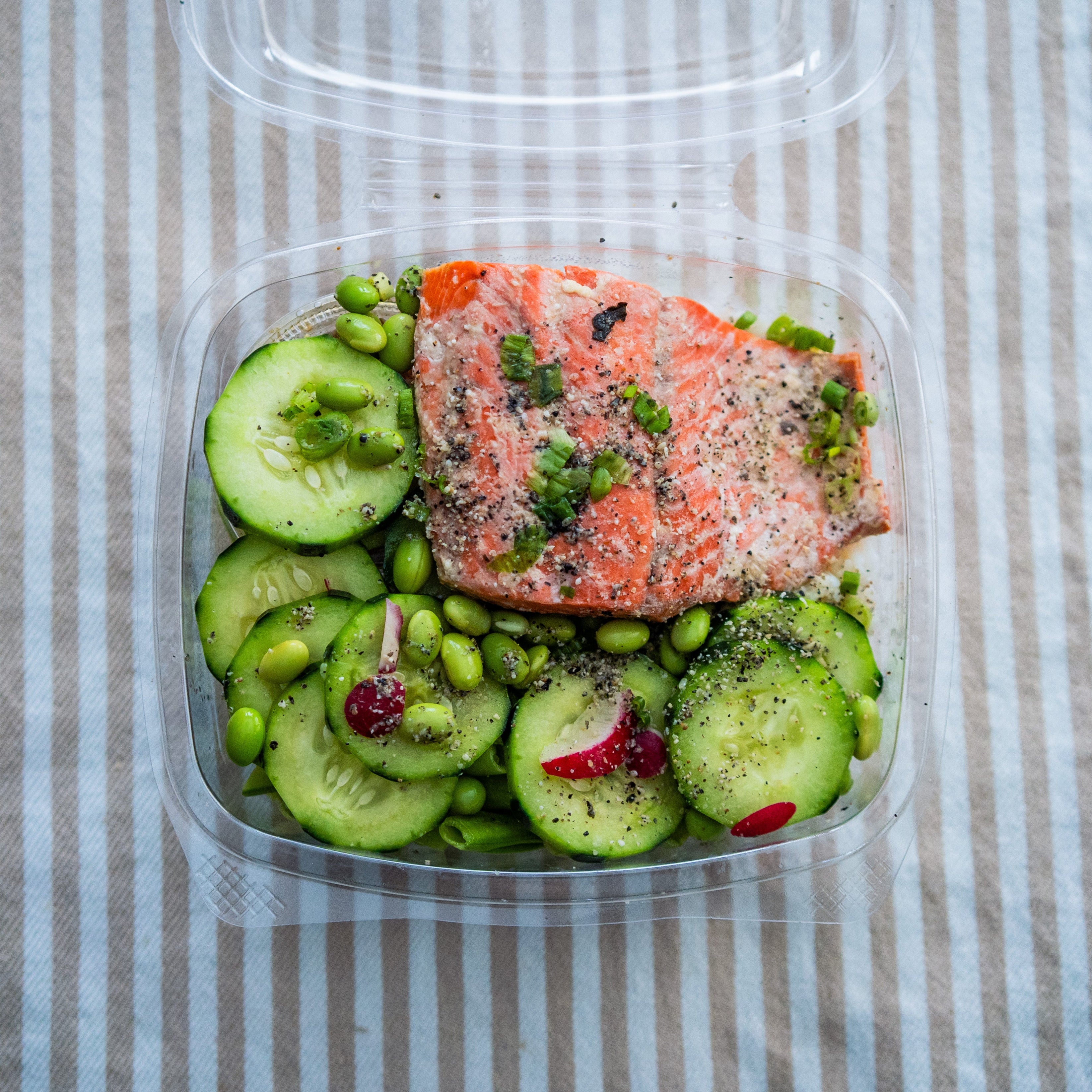 Miso Glazed Salmon, Veggie & Rice Bowl w/Wasabi Vinaigrette