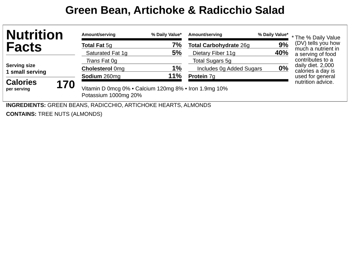 Green Bean, Artichoke & Radicchio Salad w/Lemon-Dijon Dressing & Toasted Almonds
