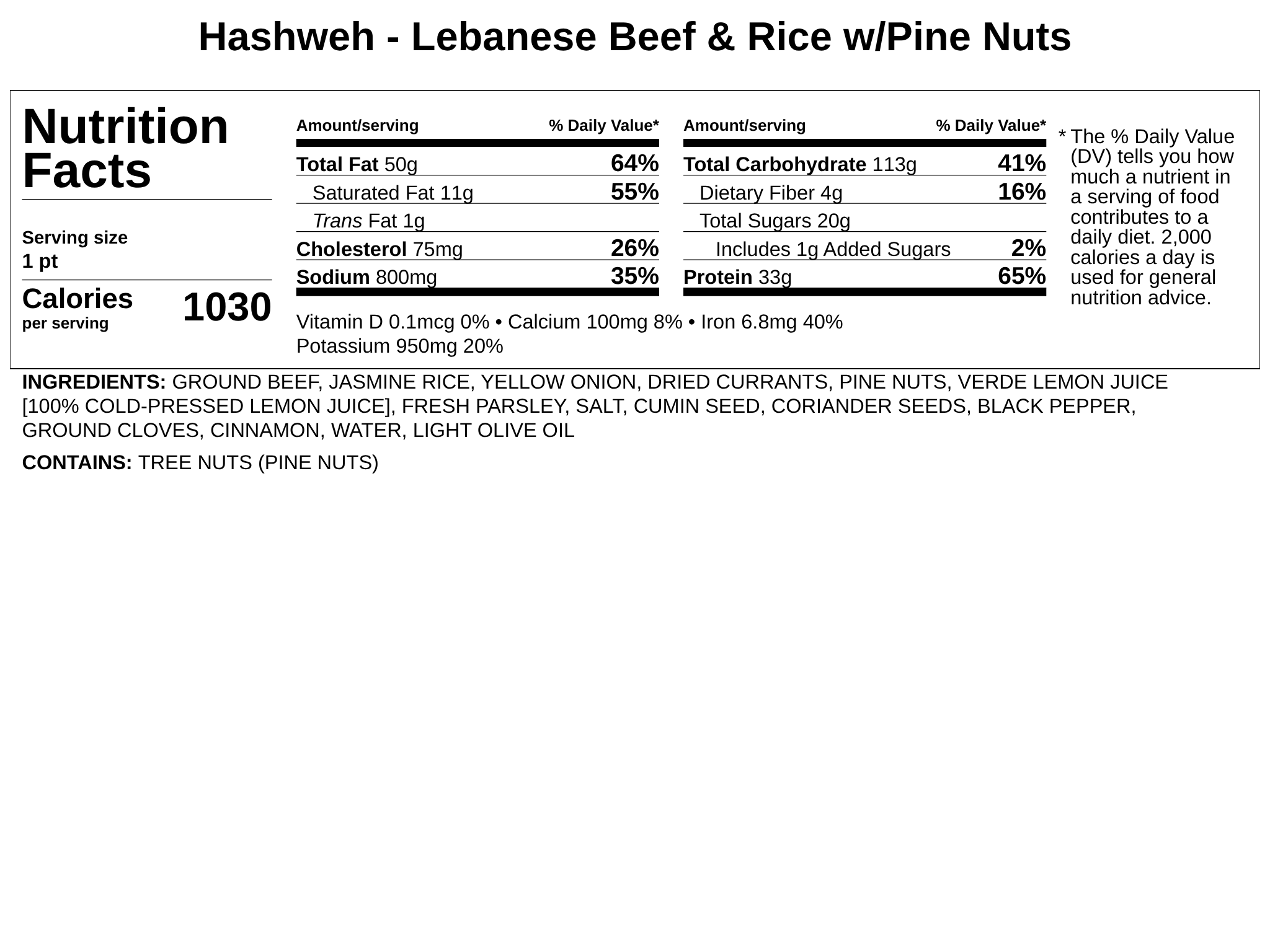 Hashweh - Lebanese Beef & Rice w/Pine Nuts