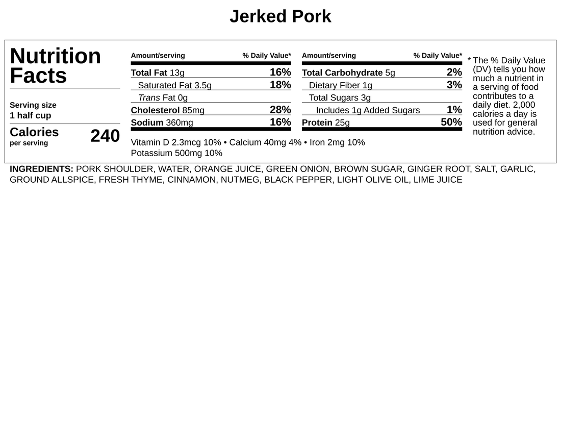 Jerked Pork w/side of Pineapple Salsa