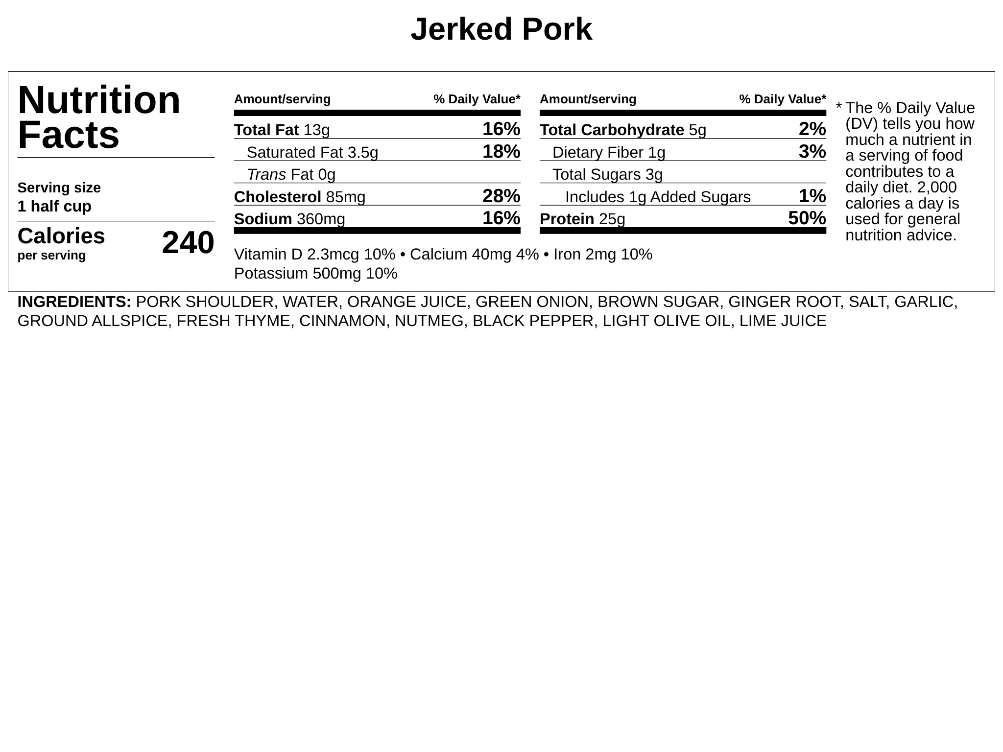 Jerked Pork w/side of Pineapple Salsa