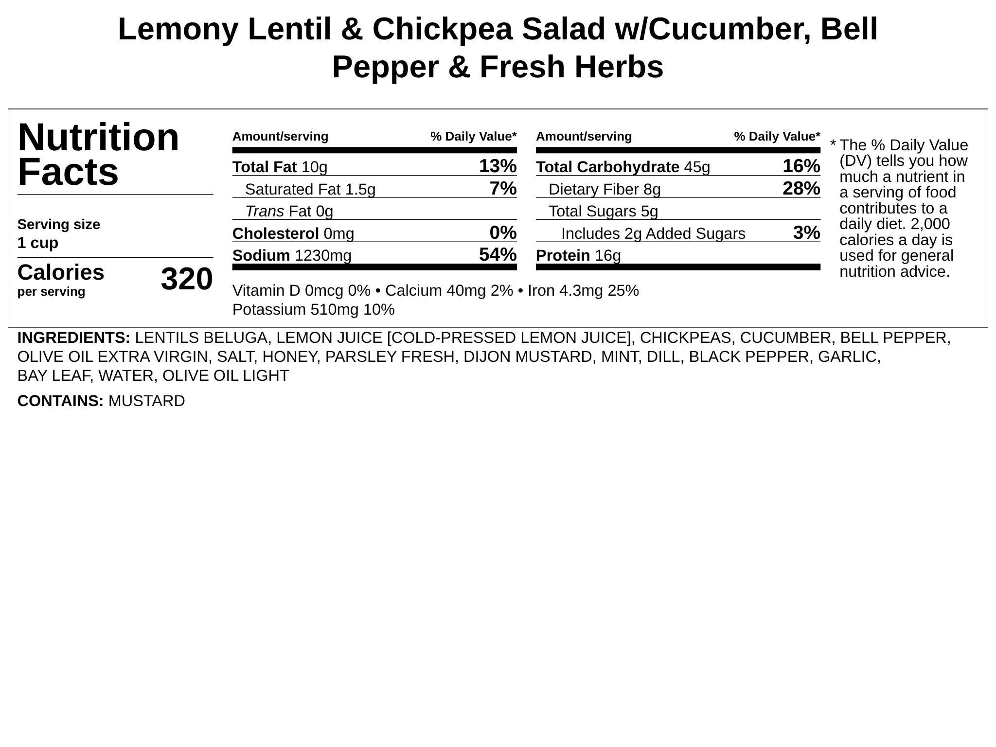 Lemony Lentil & Chickpea Salad w/Cucumber, Bell Pepper & Fresh Herbs