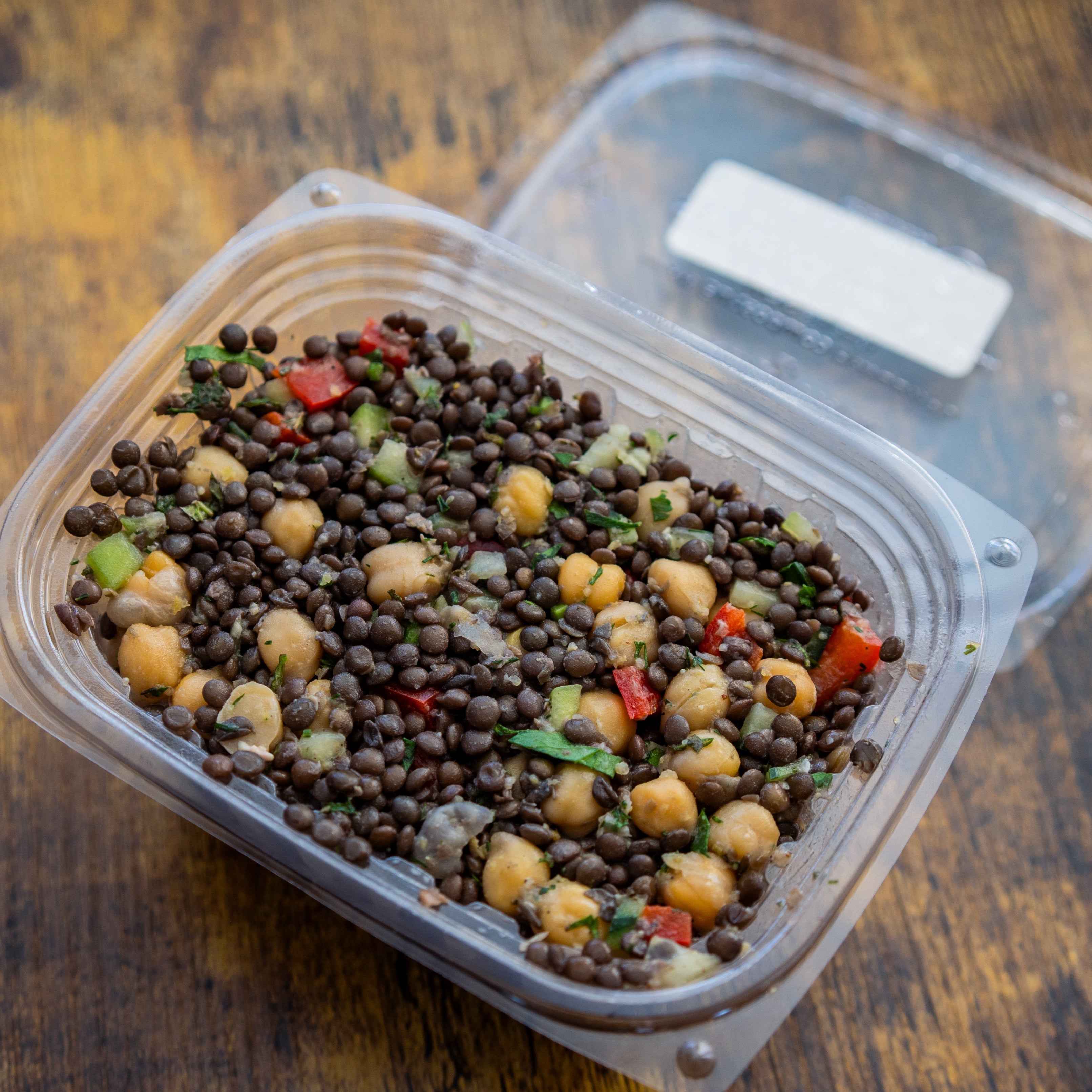 Lemony Lentil & Chickpea Salad w/Cucumber, Bell Pepper & Fresh Herbs
