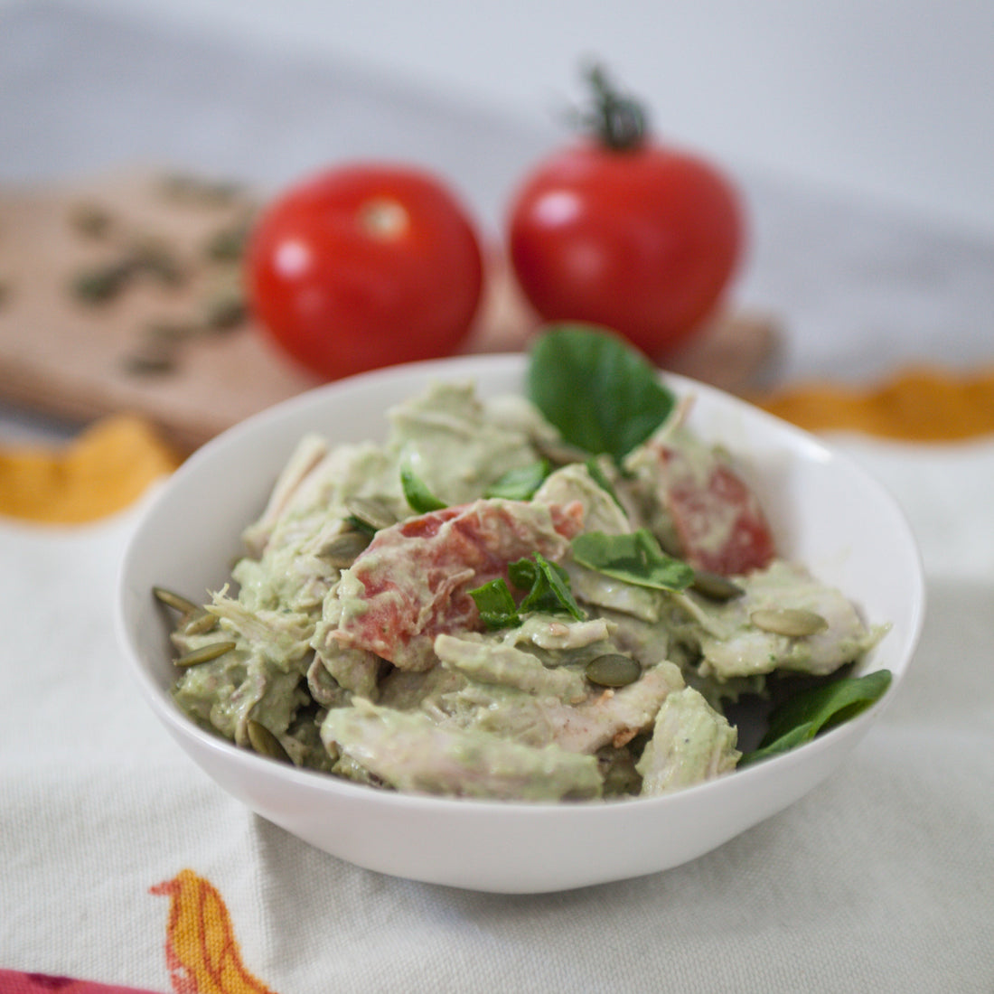 Chicken Salad w/Cherry Tomatoes & Arugula Pesto Mayo
