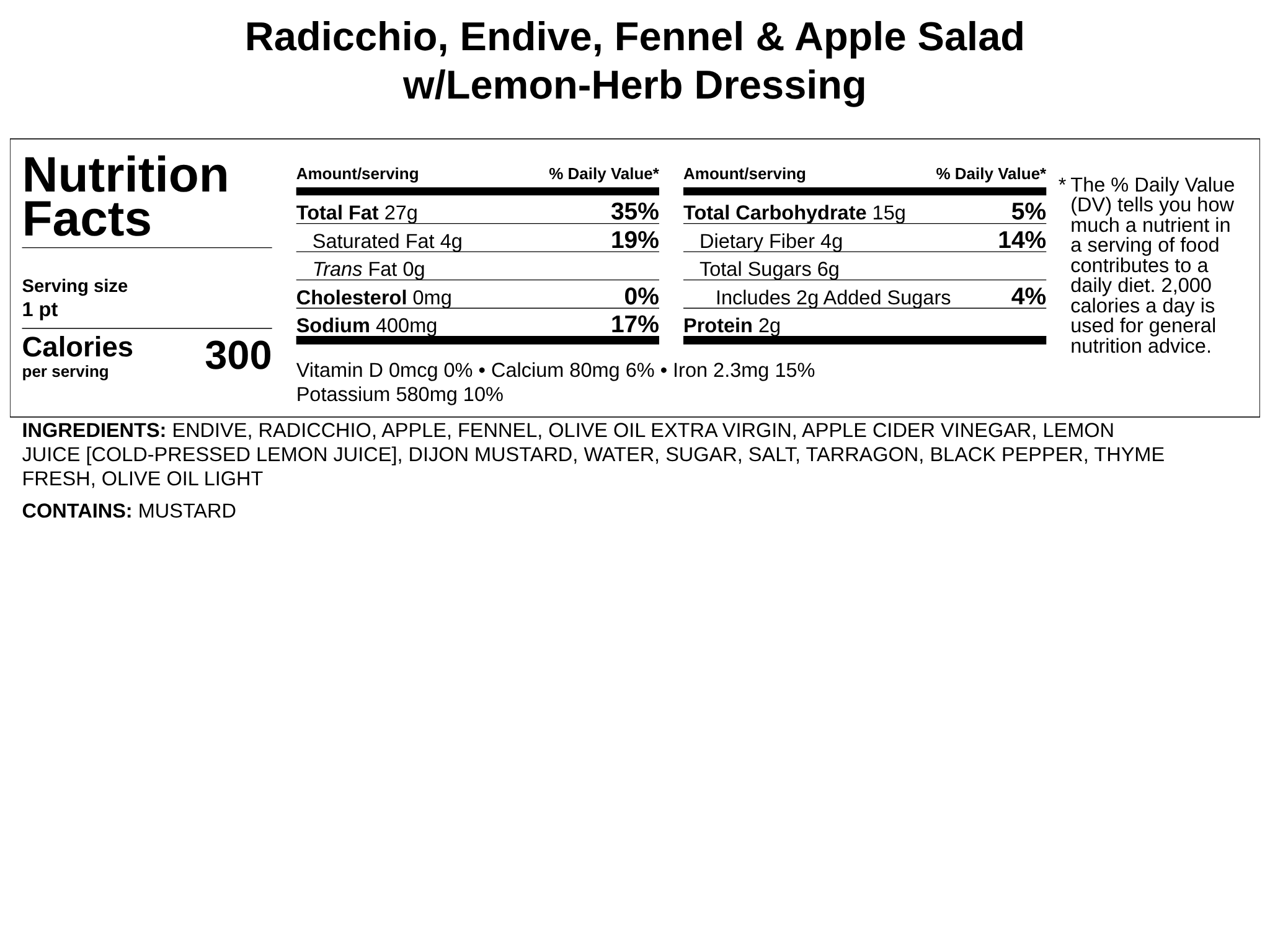 Radicchio, Endive, Fennel & Apple Salad w/Lemon-Herb Dressing