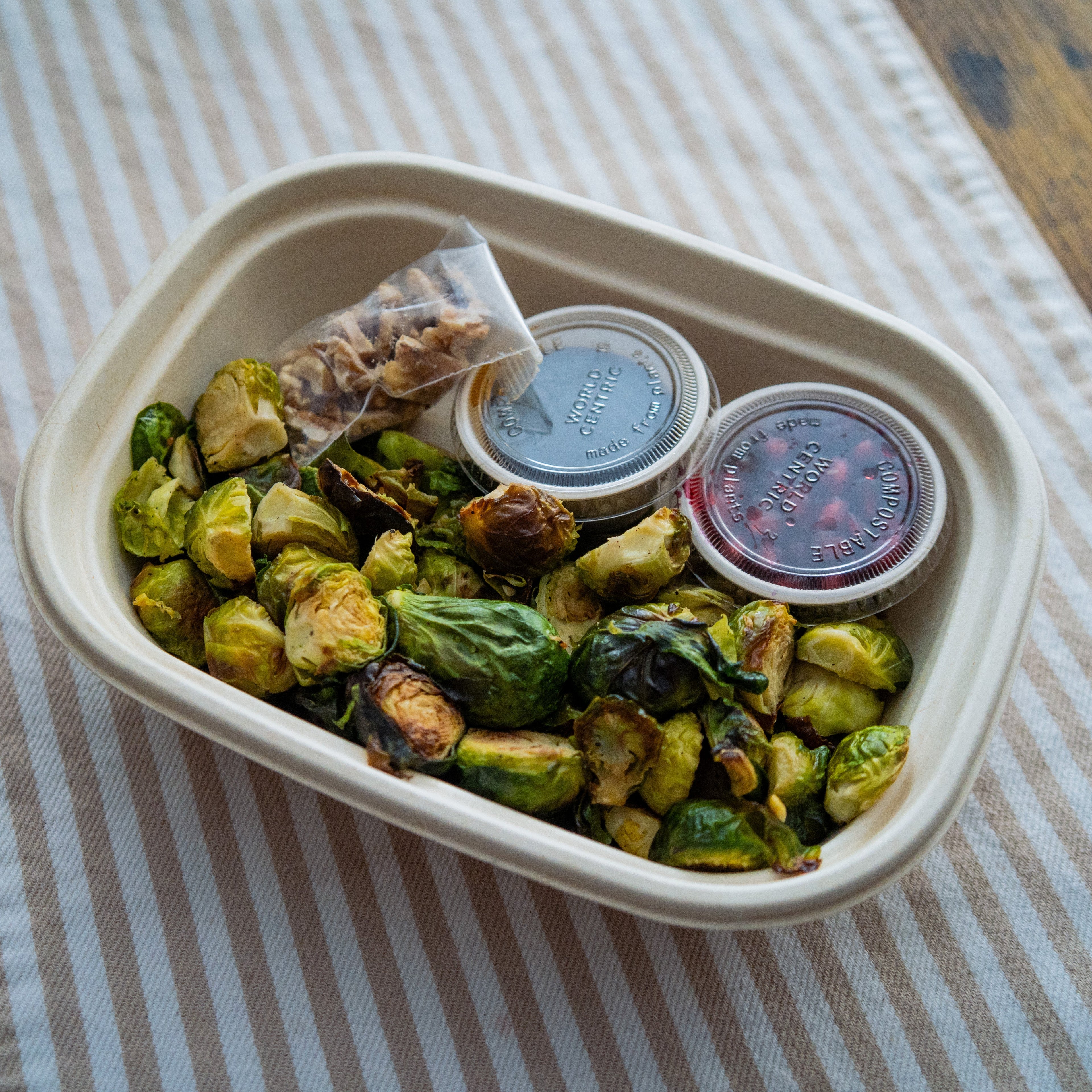 Roasted Brussel Sprouts w/Pomegranate, Walnuts & Pomegranate Molasses - gf/df