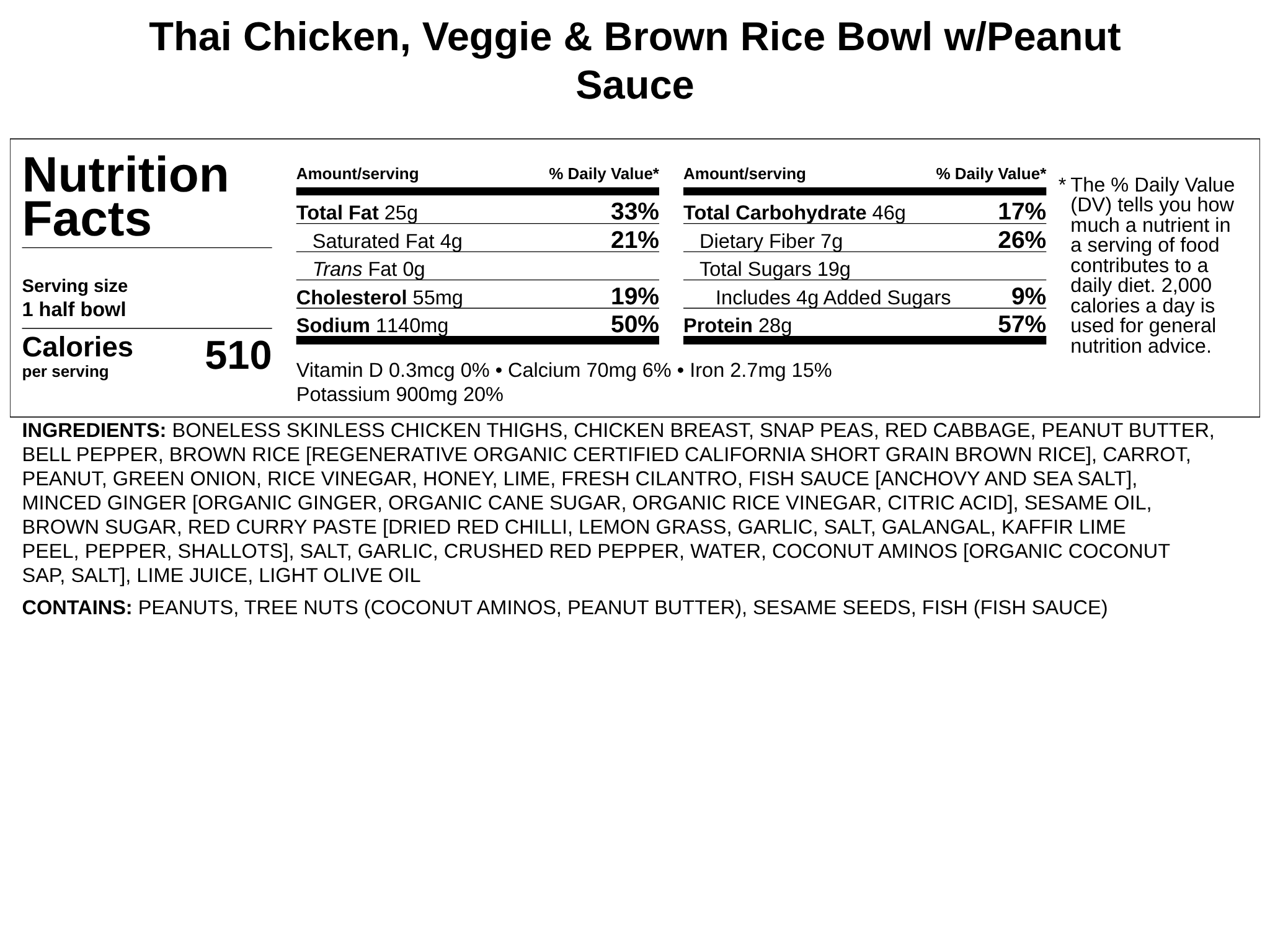 Thai Chicken, Veggie & Brown Rice Bowl w/Peanut Sauce