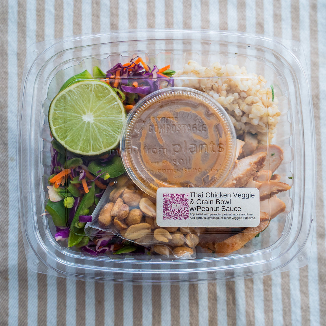 Thai Chicken, Veggie & Brown Rice Bowl w/Peanut Sauce