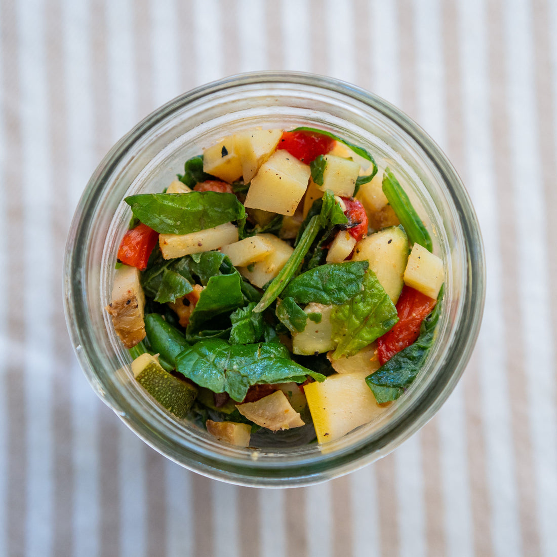 Veggie Breakfast Scramble w/Zucchini, Spinach, Sundried Tomatoes, Olives, Fresh Herbs and Feta Cheese