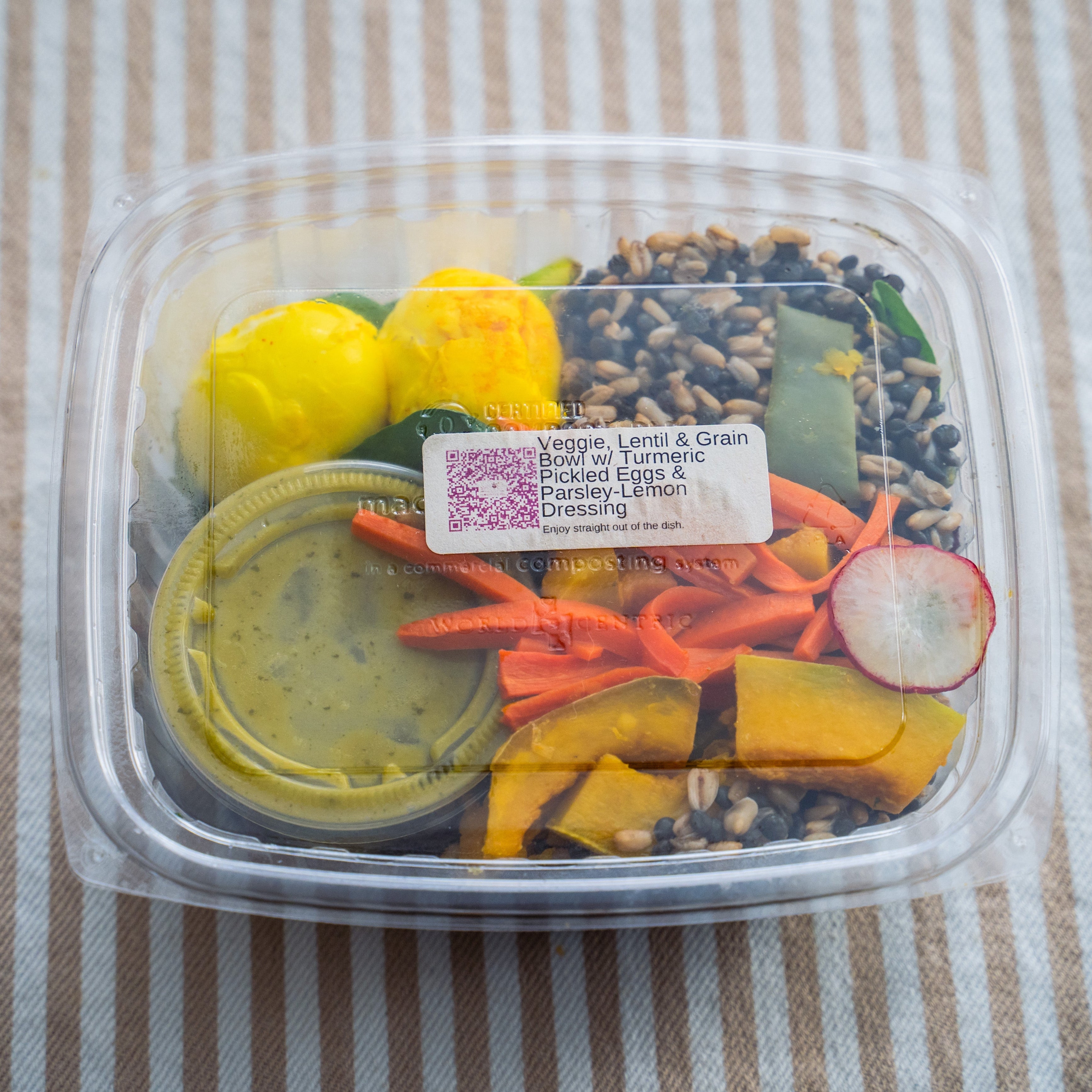 Veggie, Lentil & Grain Bowl w/Turmeric Pickled Eggs & Parsley-Lemon Dressing