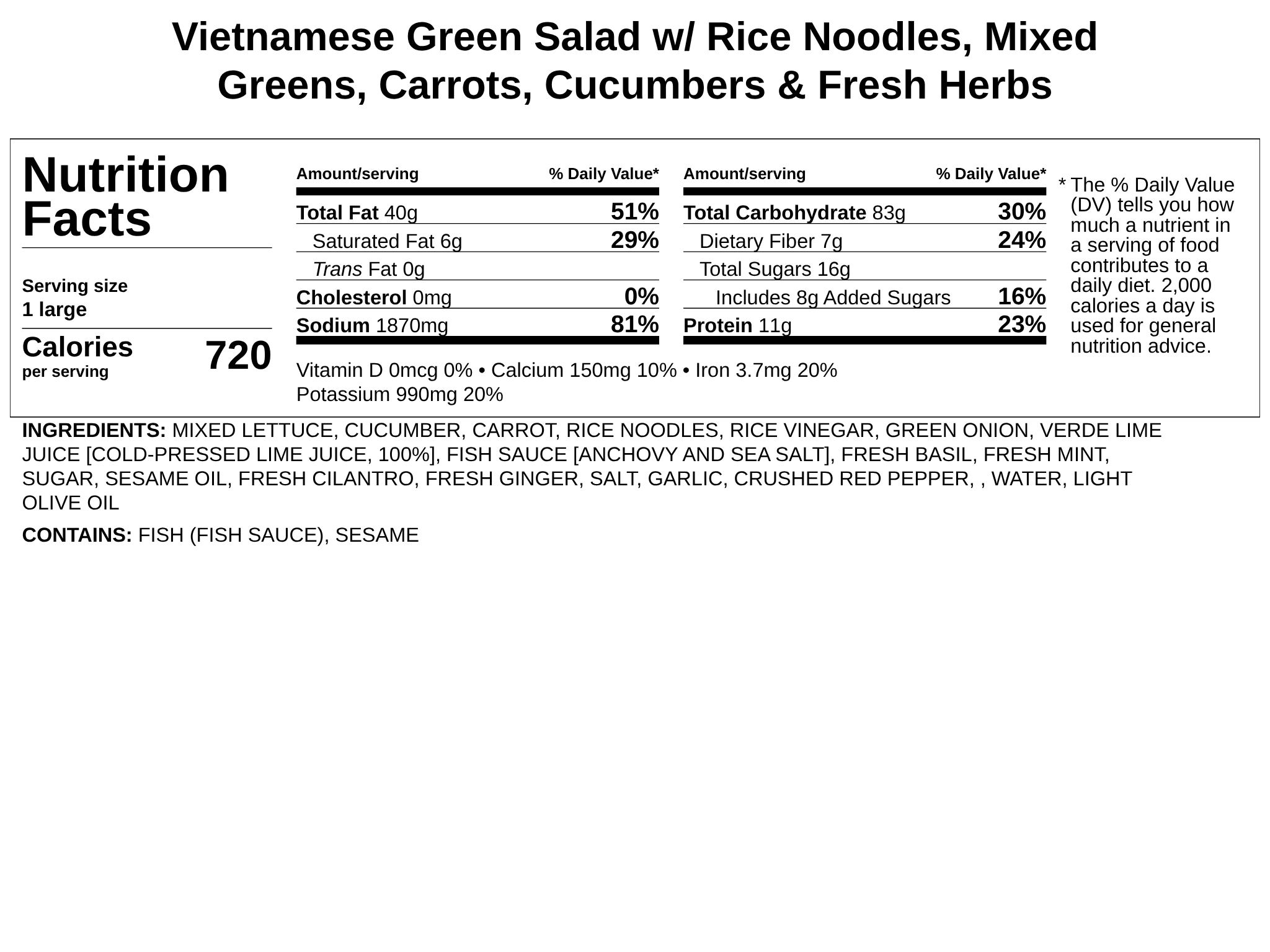 Vietnamese Rice Noodle Salad w/Mixed Greens, Carrots, Cucumbers & Fresh Herbs + opt. MT Sirloin