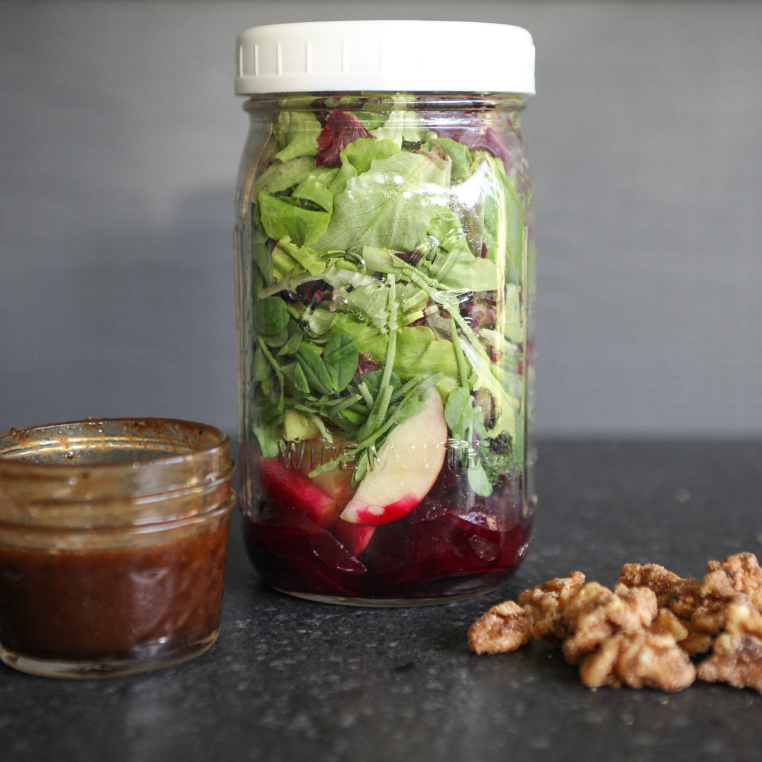 Green Salad w/Pickled Beets, Apple, Red Onion, Cranberries, Toasted Pecans & Orange-Champagne Dressing