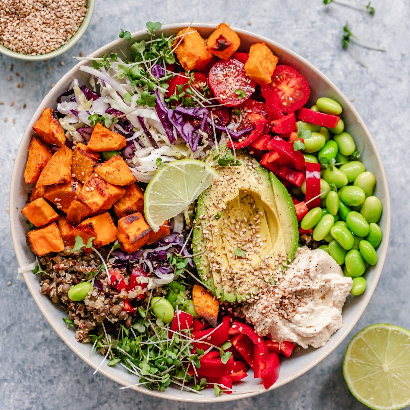 Thai Rice Bowls w/Peanut Broth, Fresh Veggies & Herbs