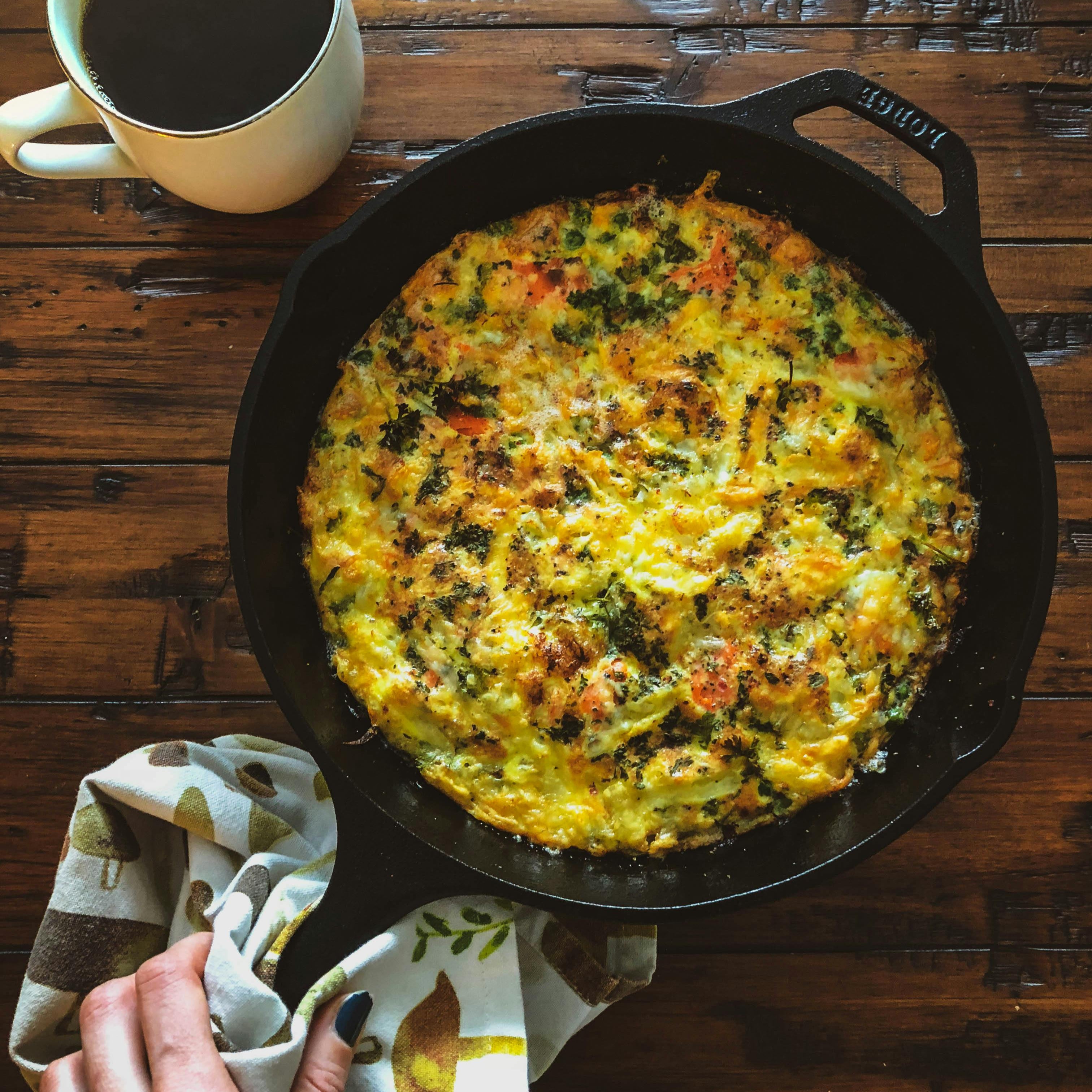 Breakfast Hash w/Chorizo, Black Beans, Spinach, Sweet Potatoes & Cotija Cheese