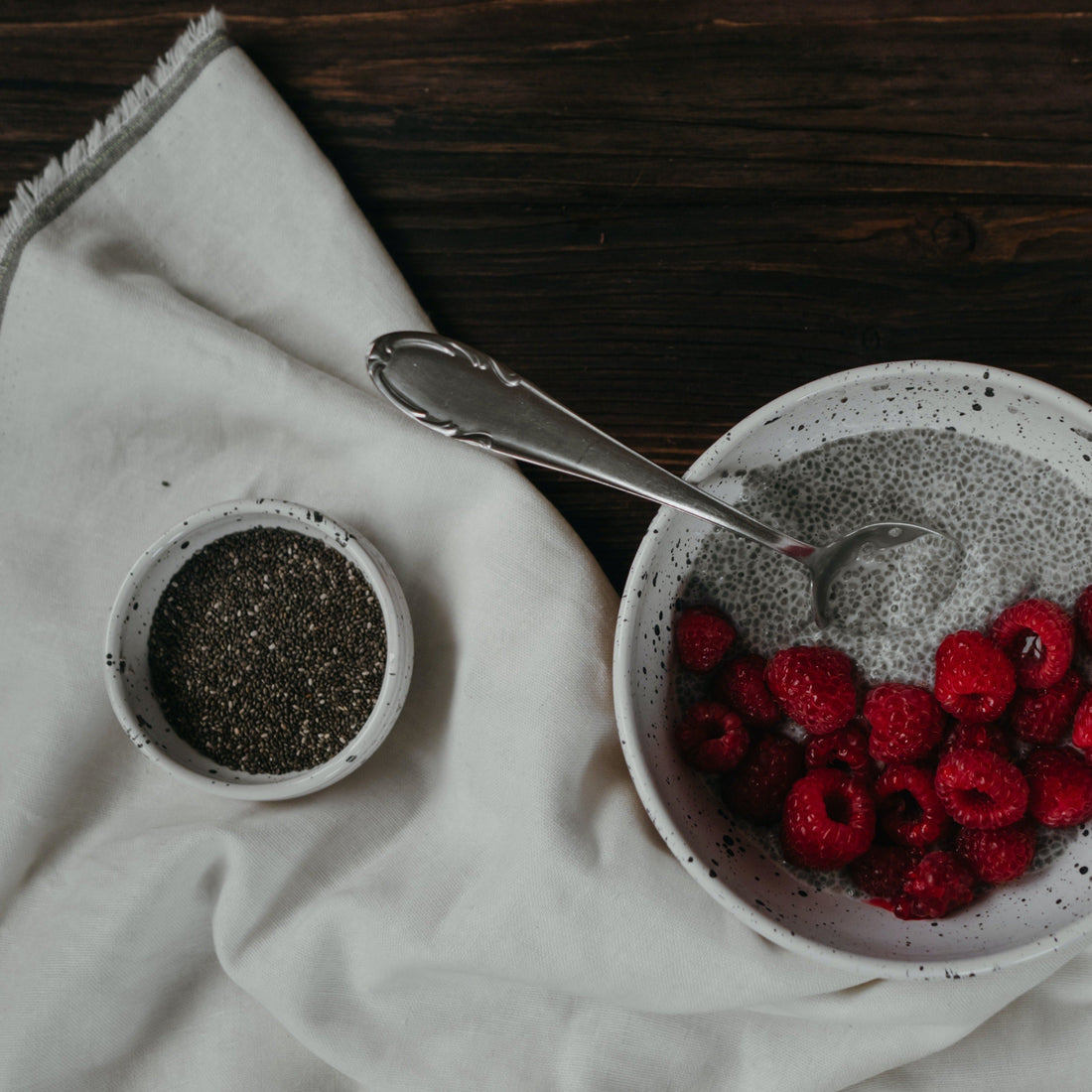 Chia & Hemp Seed Pudding w/Fresh Raspberries