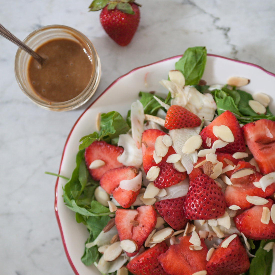 Baby Spinach Salad w/Bacon, Strawberries, Toasted Almonds & Balsamic Dressing