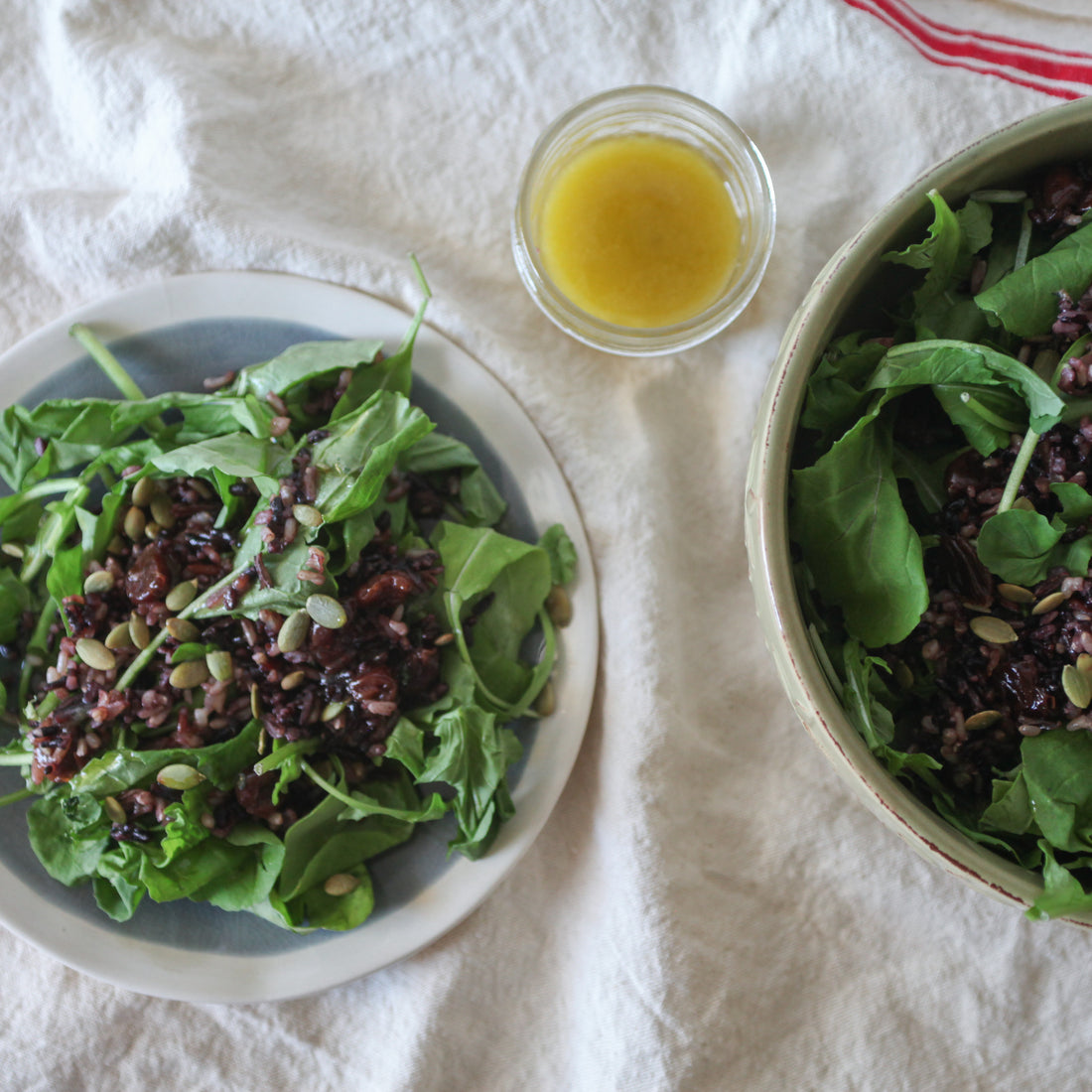 Baby Spinach, Wild Rice & Cherry Salad w/Basil & Lemon-Honey Dressing
