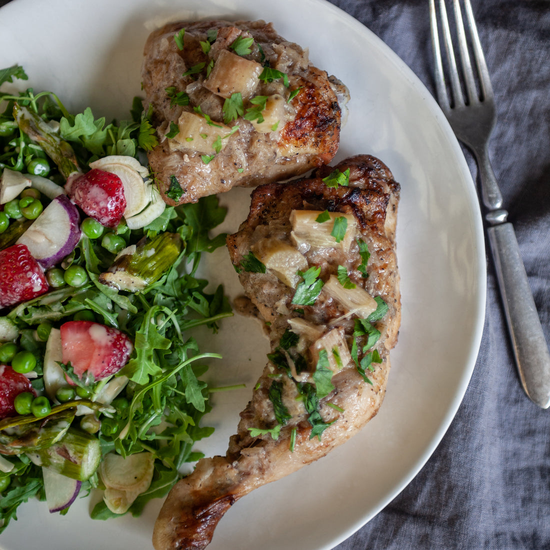 Rhubarb & Orange Braised Chicken Thighs
