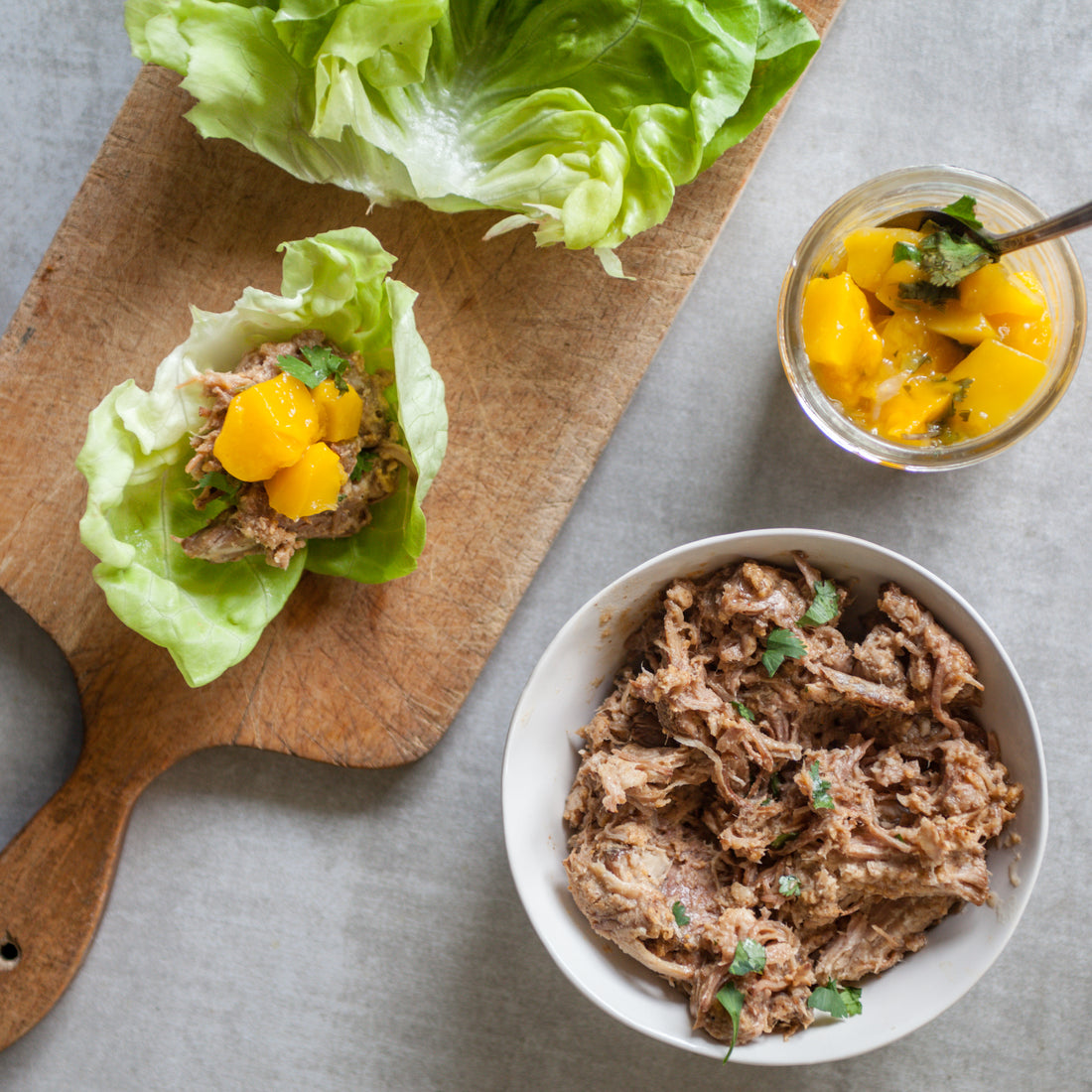 Pork Lettuce Wraps w/Mango-Jalapeno Salsa