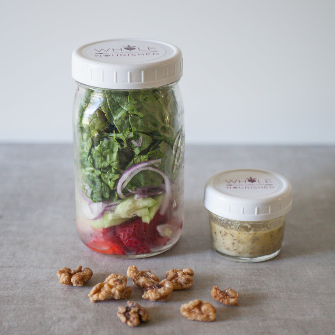 Green Salad w/Cucumber, Strawberries, Maple Walnuts & Lemon-Poppy Dressing