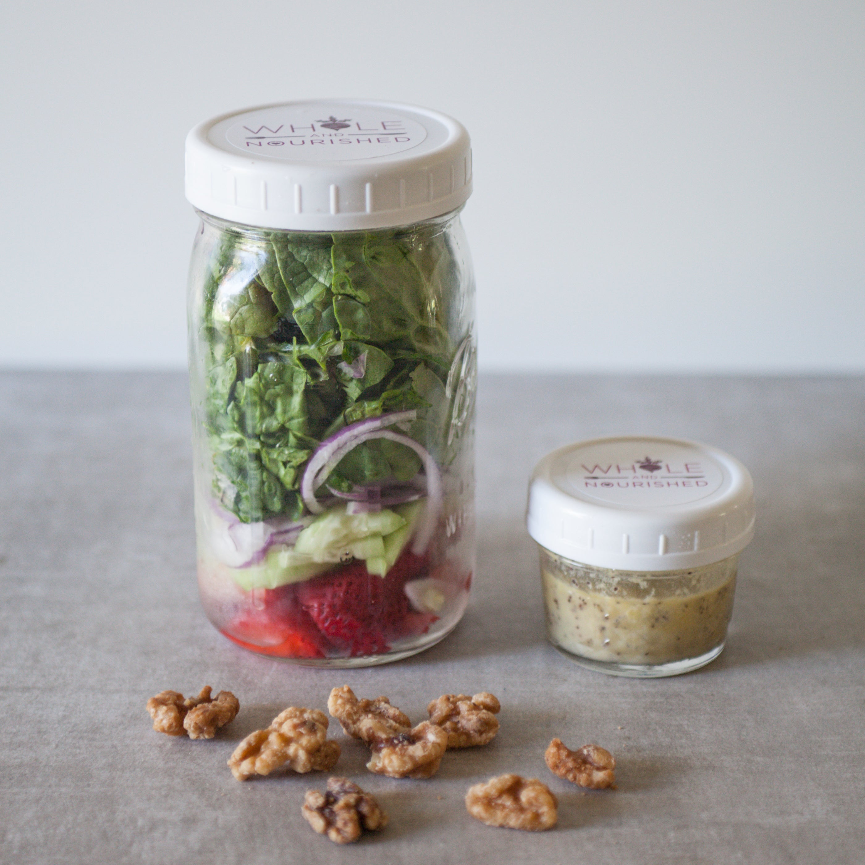 Green Salad w/Cucumber, Strawberries, Maple Walnuts & Lemon-Poppy Dressing