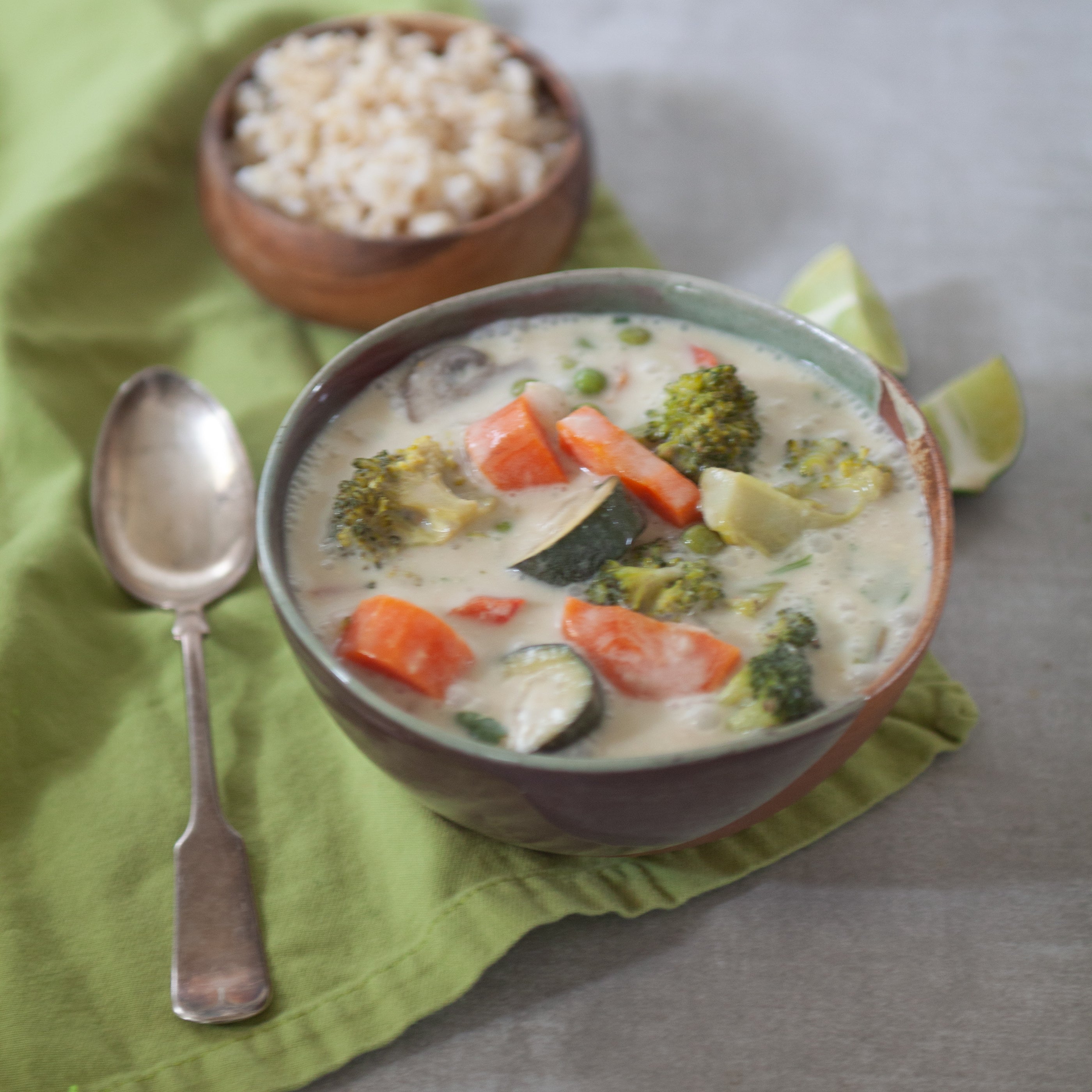 Veggie Green Curry Soup w/Tofu