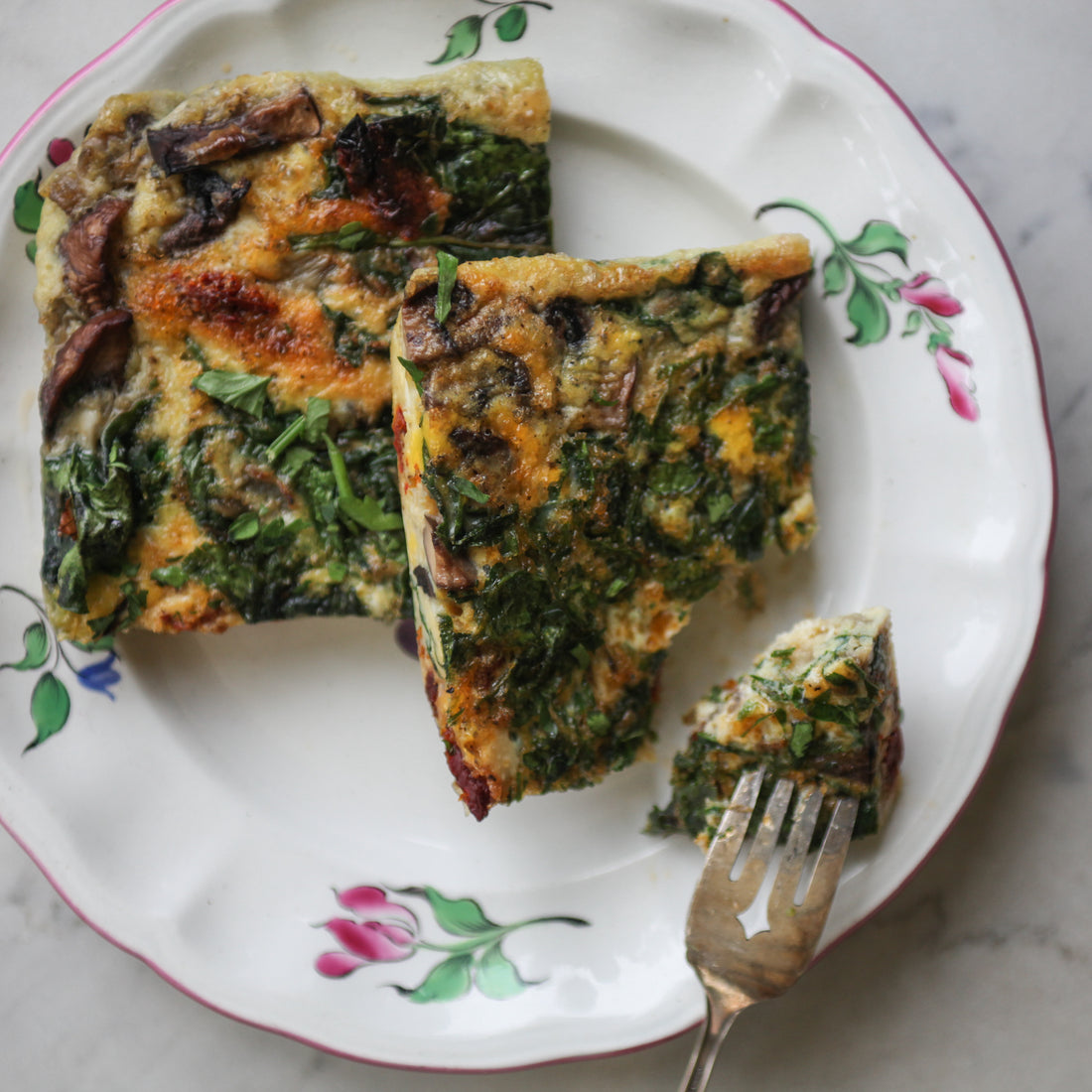 Egg Frittata w/Mushroom, Sun-Dried Tomato, Basil & Feta Cheese