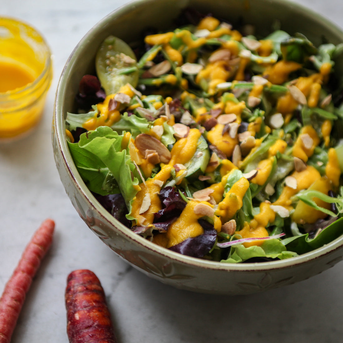 Chopped Salad w/Toasted Cashews & Carrot Ginger Dressing