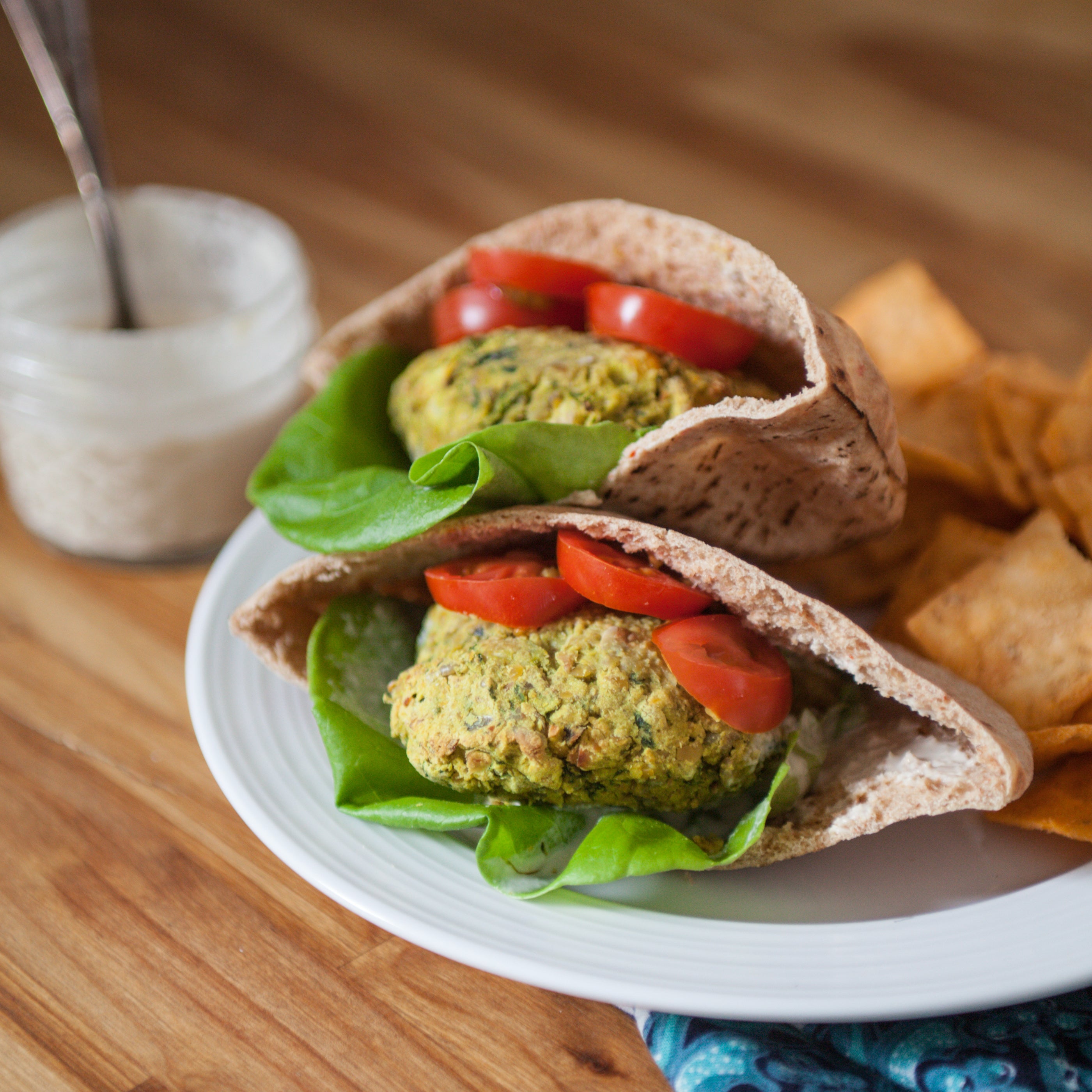 Turmeric Falafel Patties w/Lemon-Tahini Sauce