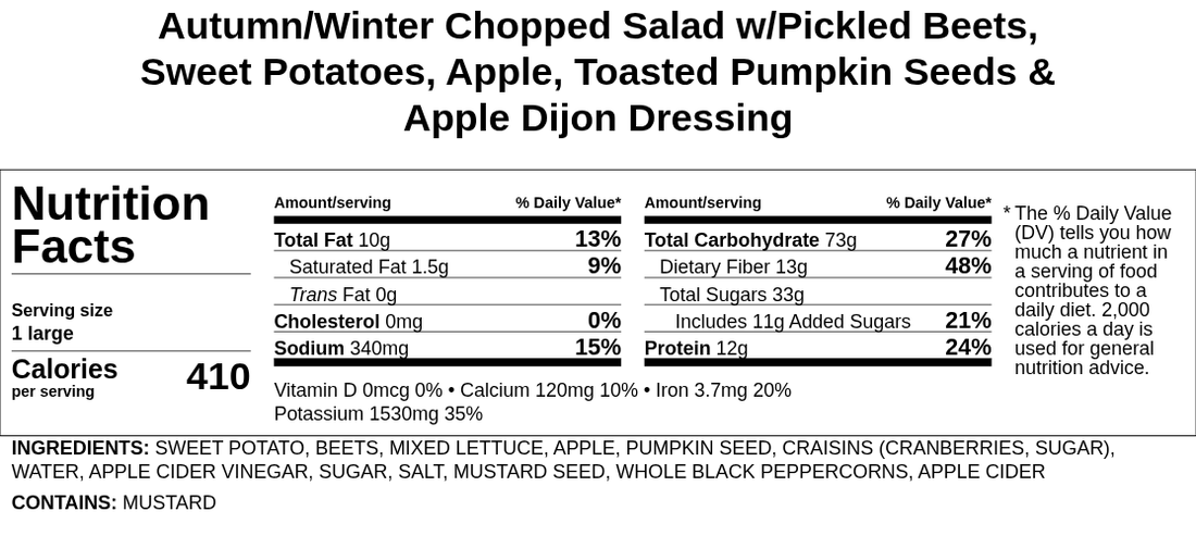 Autumn Chopped Salad w/Pickled Beets, Sweet Potatoes, Apple, Toasted Pumpkin Seeds &amp; Apple Dijon Dressing