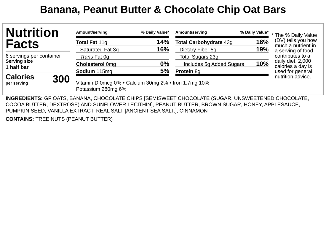 Banana, Peanut Butter &amp; Chocolate Chip Oat Bars