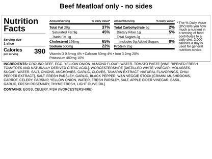 Frozen - Beef Meatloaf w/House-made Catsup