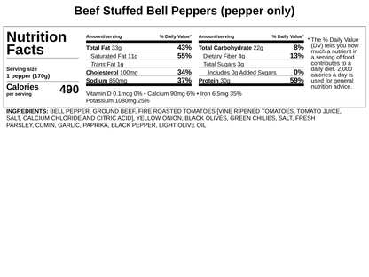 Frozen - Beef Stuffed Bell Peppers