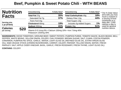 Beef, Pumpkin &amp; Sweet Potato Chili