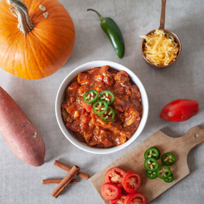 Beef, Pumpkin &amp; Sweet Potato Chili - order with or without Beans
