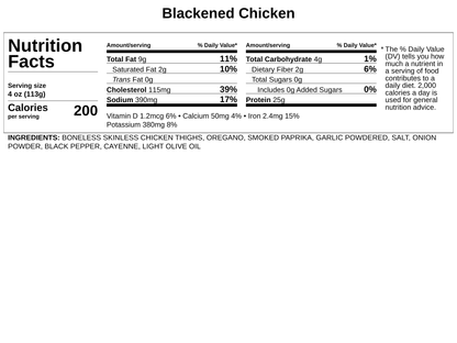 Frozen - Blackened Chicken