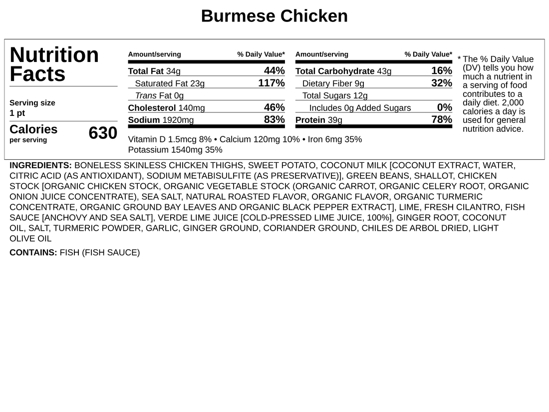 Burmese Coconut Chicken w/Sweet Potatoes, Ginger &amp; Cilantro