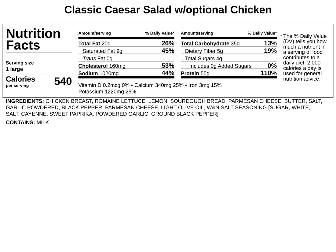 Chicken Caesar Salad w/House-made Sourdough Croutons