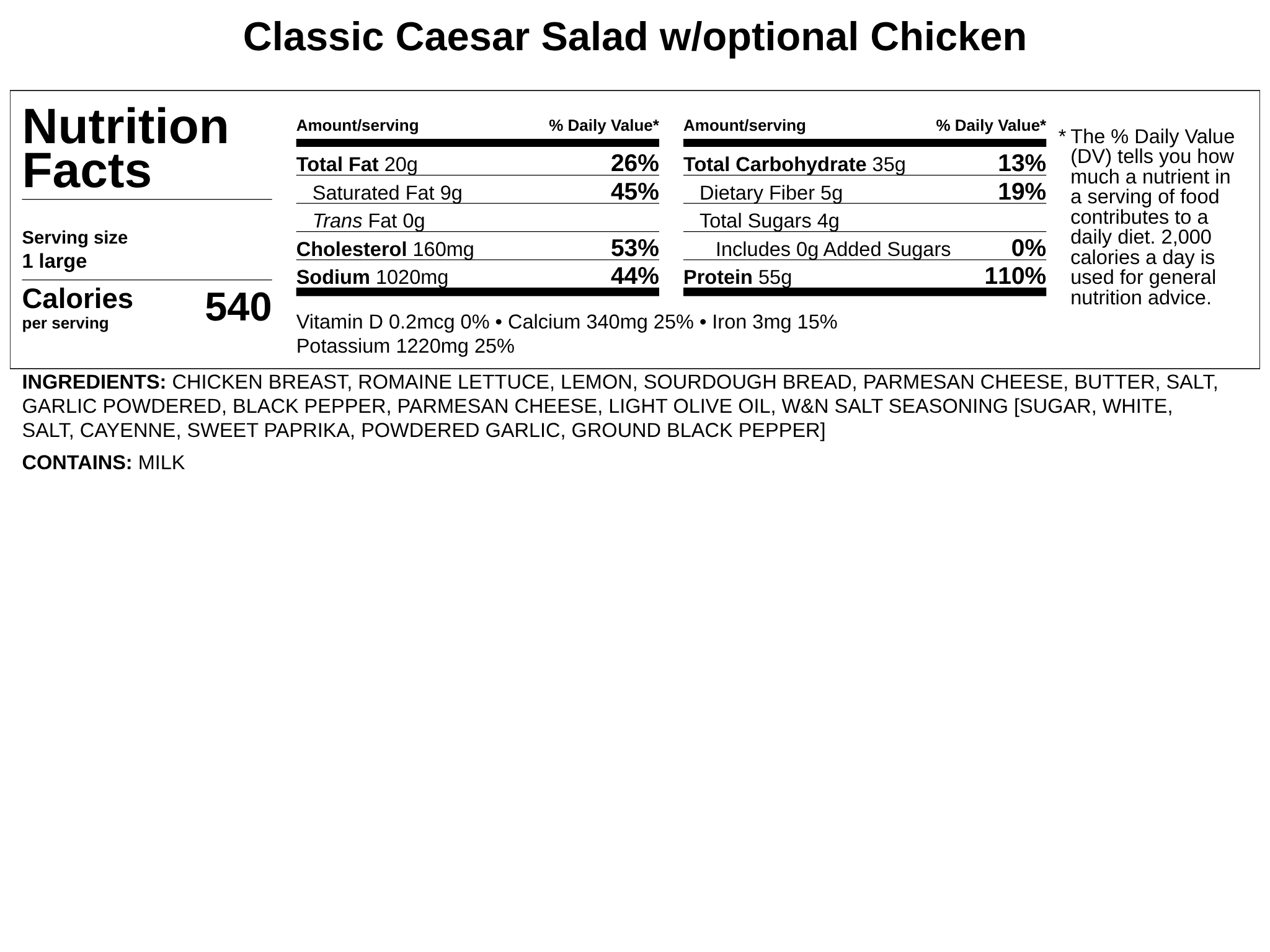 Chicken Caesar Salad w/House-made Sourdough Croutons