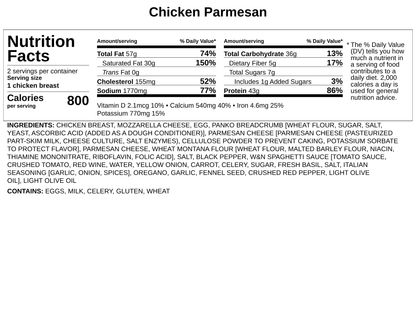 Frozen - Chicken Parmesan with Marinara Sauce