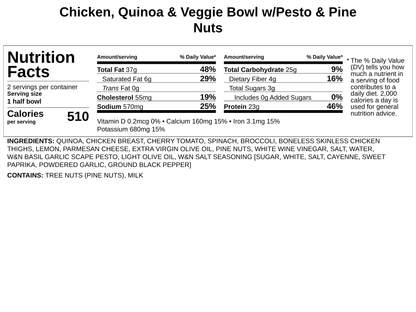 Chicken, Quinoa &amp; Veggie Bowl w/Garlic Scape Pesto &amp; Pine Nuts