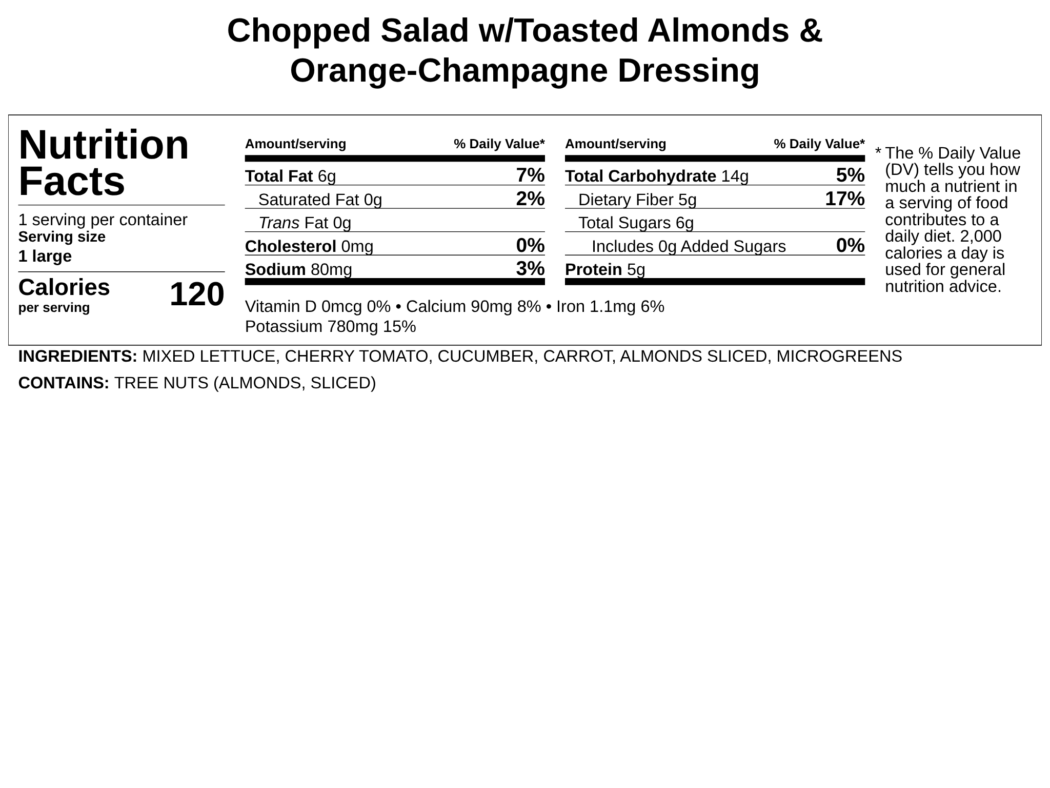 Chopped Salad w/Fresh Veggies, Microgreens, Toasted Almonds &amp; Orange-Champagne Dressing