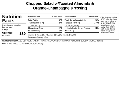 Chopped Salad w/Fresh Veggies, Microgreens, Toasted Almonds &amp; Orange-Champagne Dressing